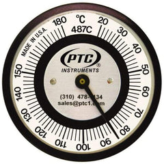 PTC Instruments - 20 to 180°C, 2 Inch Dial Diameter, Pipe Surface Spring Held Thermometer - 2° Division Graduation - Strong Tooling