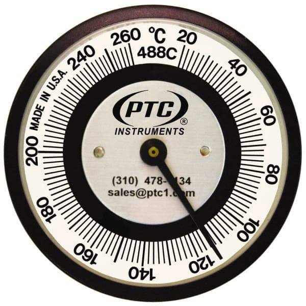 PTC Instruments - 20 to 260°C, 2 Inch Dial Diameter, Pipe Surface Spring Held Thermometer - 5° Division Graduation - Strong Tooling