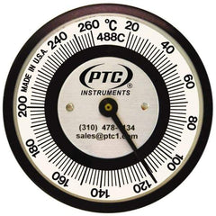 PTC Instruments - 20 to 260°C, 2 Inch Dial Diameter, Pipe Surface Spring Held Thermometer - 5° Division Graduation - Strong Tooling