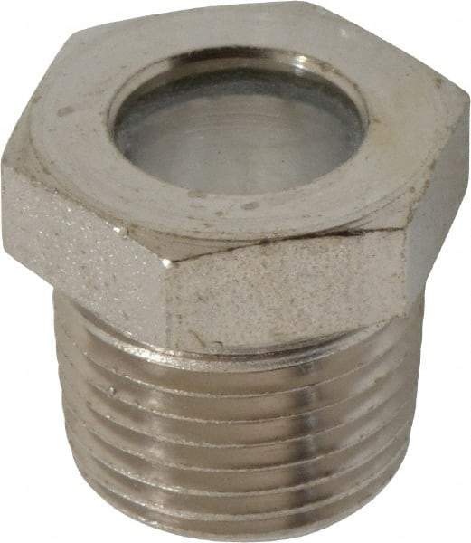 LDI Industries - 7/16" Sight Diam, 3/8" Thread, 0.72" OAL, High Pressure Fused Pipe Thread, Open View Sight Glass & Flow Sight - 3/4" Head, 1,850 Max psi, 3/8-18 Thread - Strong Tooling