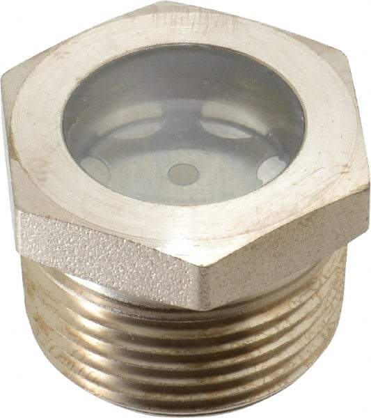 LDI Industries - 15/16" Sight Diam, 1" Thread, 1.06" OAL, High Pressure Fused Pipe Thread with Reflector Sight Glass & Flow Sight - 1-3/8" Head, 1,250 Max psi, 1 to 11-1/2 Thread - Strong Tooling