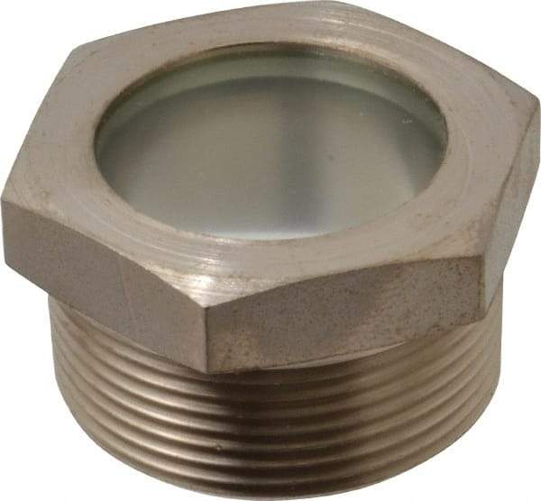 LDI Industries - 1-7/16" Sight Diam, 1-1/2" Thread, 1.22" OAL, High Pressure Fused Pipe Thread, Open View Sight Glass & Flow Sight - 2" Head, 750 Max psi, 1-1/2 to 11-1/2 Thread - Strong Tooling