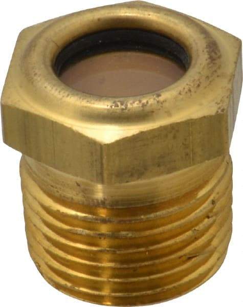 LDI Industries - 9/16" Sight Diam, 1/2" Thread, 1" OAL, Low Pressure Pipe Thread Lube Sight, Open View Sight Glass & Flow Sight - 7/8" Head, 20 Max psi, 1/2-14 Thread - Strong Tooling