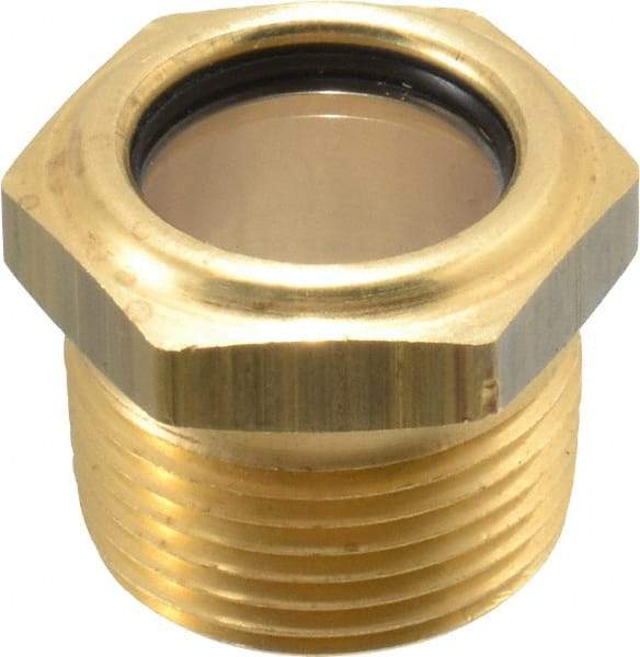 LDI Industries - 3/4" Sight Diam, 3/4" Thread, 1" OAL, Low Pressure Pipe Thread Lube Sight, Open View Sight Glass & Flow Sight - 1-1/8" Head, 10 Max psi, 3/4-14 Thread - Strong Tooling