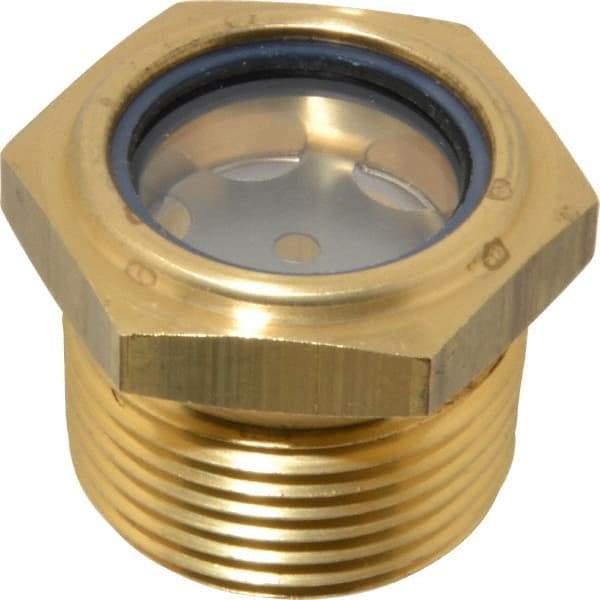 LDI Industries - 31/32" Sight Diam, 1" Thread, 1.19" OAL, Low Pressure Pipe Thread Lube Sight with Reflector Sight Glass & Flow Sight - 1-7/16" Head, 7 Max psi, 1 to 11-1/2 Thread - Strong Tooling