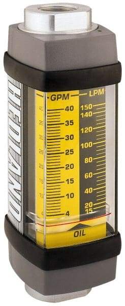 Hedland - 1-1/4" NPTF Port Oil & Petroleum-Based Liquid Flowmeter - 3000 Max psi, 10 to 100 GPM, Anodized Aluminum - Strong Tooling