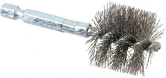 Schaefer Brush - 1 Inch Inside Diameter, 1-3/16 Inch Actual Brush Diameter, Carbon Steel, Power Fitting and Cleaning Brush - 1/4 Shank Diameter, 3-1/8 Inch Long, Hex Shaft Stem, 1-1/8 Inch Refrigeration Outside Diameter - Strong Tooling