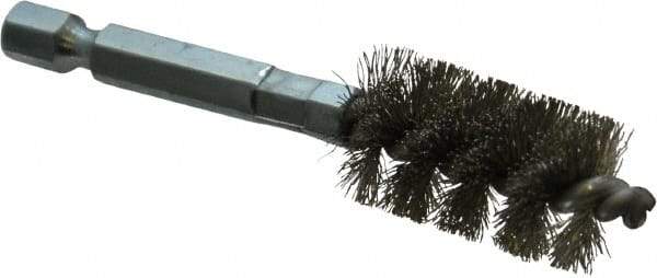 Schaefer Brush - 1/2 Inch Inside Diameter, 11/16 Inch Actual Brush Diameter, Stainless Steel, Power Fitting and Cleaning Brush - 1/4 Shank Diameter, 3-1/8 Inch Long, Hex Shaft Stem, 5/8 Inch Refrigeration Outside Diameter - Strong Tooling