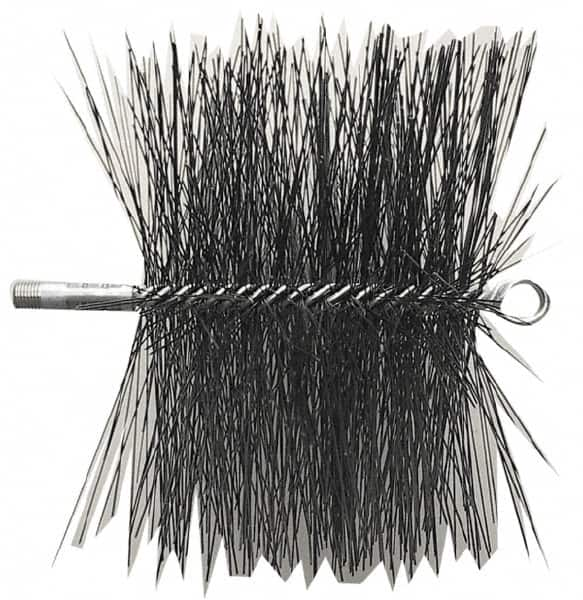 Schaefer Brush - 8" Square, Dense Steel Wire Chimney Brush - 1/4" NPSM Male Connection - Strong Tooling