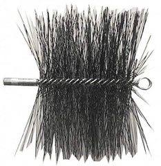 Schaefer Brush - 8" Square, Dense Steel Wire Chimney Brush - 1/4" NPSM Male Connection - Strong Tooling