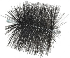 Schaefer Brush - 6", Square, Tempered Steel Wire Chimney Brush - 1/4" NPSM Male Connection - Strong Tooling