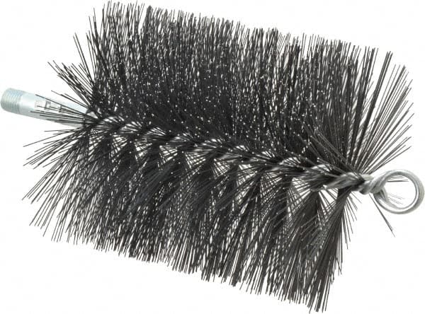 Schaefer Brush - 5" Diam Round, Tempered Steel Wire Chimney Brush - 1/4" NPSM Male Connection - Strong Tooling