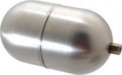 Made in USA - 4" Diam x 7" Long, Oblong, Hex Spud Connection, Metal Float - 1/4-20 Thread, Stainless Steel, 150 Max psi, 19 Gauge - Strong Tooling