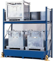 Denios - 385 Gal Sump Capacity, Steel IBC Tote Rack - 126" Long x 54" Wide x 120" High, 10,000 Lb Capacity, 4 Totes - Strong Tooling