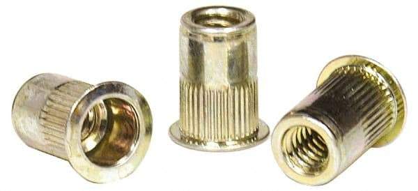 RivetKing - #8-32, 0.02 to 0.08" Grip, Steel Standard Rivet Nut - Zinc Yellow Dichromate Finish, Countersunk Head - Strong Tooling