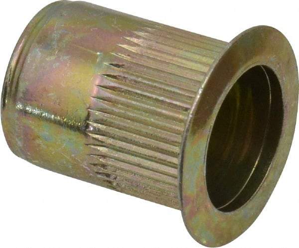 RivetKing - 3/8-16, 0.027 to 0.15" Grip, Steel Standard Rivet Nut - Zinc Yellow Dichromate Finish, Countersunk Head - Strong Tooling