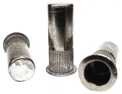 RivetKing - 1/4-20, 0.165 to 0.26" Grip, 25/64" Drill, Steel Closed End Knurled Rivet Nut - Zinc Yellow Dichromate Finish, Countersunk Head - Strong Tooling