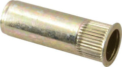 RivetKing - 1/4-20, 0.027 to 0.165" Grip, 25/64" Drill, Steel Closed End Knurled Rivet Nut - Zinc Yellow Dichromate Finish, Countersunk Head - Strong Tooling