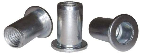 RivetKing - #10-32, 0.13 to 0.18" Grip, 1/4" Drill, Aluminum Standard Rivet Nut - Uncoated, Round Head - Strong Tooling