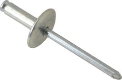 RivetKing - Size 8-14 Dome Head Steel Flush on Both Sides Blind Rivet - Steel Mandrel, 3/4" to 7/8" Grip, 5/8" Head Diam, 0.255" Min Hole Diam, 0.695" Length Under Head, 1/4" Body Diam - Strong Tooling