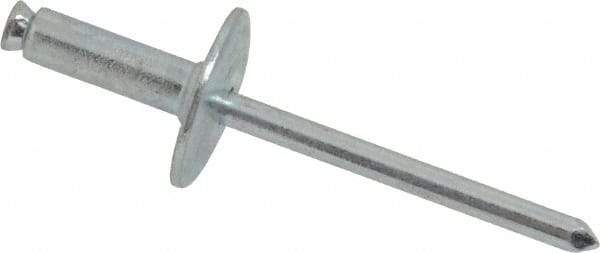 RivetKing - Size 8-18 Dome Head Steel Flush on Both Sides Blind Rivet - Steel Mandrel, 7/8" to 1-1/8" Grip, 5/8" Head Diam, 0.255" Min Hole Diam, 0.82" Length Under Head, 1/4" Body Diam - Strong Tooling