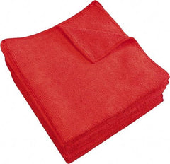 PRO-SOURCE - Dry Microfiber Wipes - Packet, 16" x 16" Sheet Size, Red - Strong Tooling