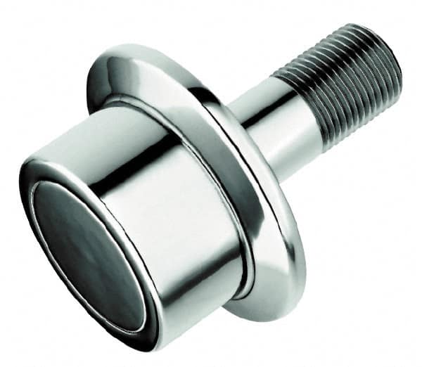 Accurate Bushing - 3-1/2" Roller Diam x 2" Width, 1-1/4" Stud Diam x 2-3/4" Length, Flanged Load Roller - Steel, 1-3/4" Thread Length, 1-1/4-12 Thread, 14,300 Lb Dynamic Cap, 16,000 Lb Static Cap - Strong Tooling