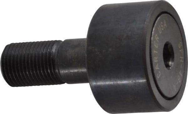 Made in USA - 1-1/2" Roller Diam x 7/8" Width, 5/8" Stud Diam x 1-1/2" Length, Stud Cam Follower - Steel, 3/4" Thread Length, 5/8-18 Thread, 3,872 Lb Dynamic Cap - Strong Tooling