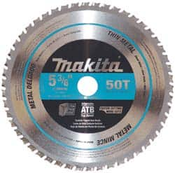 Makita - 5-3/8" Diam, 5/8" Arbor Hole Diam, 50 Tooth Wet & Dry Cut Saw Blade - Carbide-Tipped, General Purpose Action, Standard Round Arbor - Strong Tooling