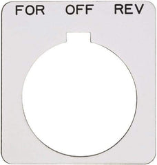 Schneider Electric - Square, Plastic Legend Plate - Forward-Off-Reverse - White Background, Black Letters, 1.22 Inch Hole Diameter, 1-3/4 Inch Square - Strong Tooling