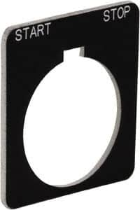 Schneider Electric - Square, Plastic Legend Plate - Start-Stop - Black Background, White Letters, 1.22 Inch Hole Diameter, 1-3/4 Inch Square - Strong Tooling