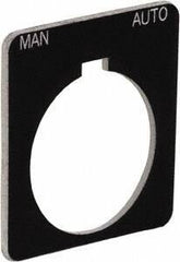 Schneider Electric - Square, Plastic Legend Plate - Manual-Auto - Black Background, White Letters, 1.22 Inch Hole Diameter, 1-3/4 Inch Square - Strong Tooling