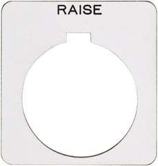 Schneider Electric - Square, Plastic Legend Plate - Raise - White Background, Black Letters, 1.22 Inch Hole Diameter, 1-3/4 Inch Square - Strong Tooling