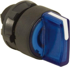 Schneider Electric - 22mm Mount Hole, 3 Position, Handle Operated, Selector Switch Only - Blue, Maintained (MA), Illuminated, Shock, Vibration and Water Resistant - Strong Tooling