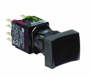 Schneider Electric - 16mm Mount Hole, Flush, Pushbutton Switch with Contact Block - Rectangle, Black Pushbutton, Momentary (MO) - Strong Tooling