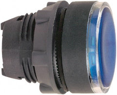 Schneider Electric - 22mm Mount Hole, Flush, Pushbutton Switch Only - Round, Blue Pushbutton, Illuminated, Momentary (MO) - Strong Tooling