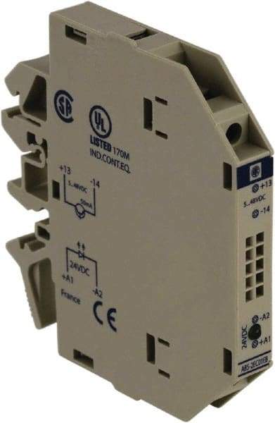 Schneider Electric - 12 Milliamp, NC Configuration, Interface Relay Module - DIN Rail Mount, 23 to 131°F, 24 VDC - Strong Tooling