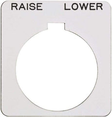 Schneider Electric - Square, Plastic Legend Plate - Raise-Lower - White Background, Black Letters, 1.22 Inch Hole Diameter, 1-3/4 Inch Square - Strong Tooling