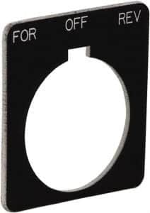 Schneider Electric - Square, Plastic Legend Plate - Forward-Off-Reverse - Black Background, White Letters, 1.22 Inch Hole Diameter, 1-3/4 Inch Square - Strong Tooling