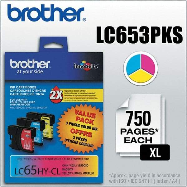 Brother - Cyan, Magenta & Yellow Ink Cartridge - Use with Brother MFC-5890CN, 5895CW, 6490CW, 6890CDW - Strong Tooling