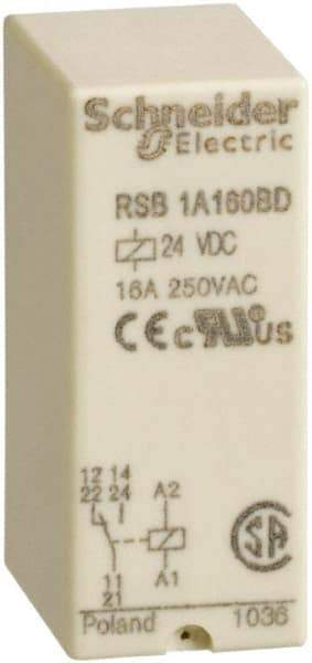 Schneider Electric - 4,000 VA Power Rating, Electromechanical Plug-in General Purpose Relay - 16 Amp at 250 VAC & 28 VDC, 1CO, 24 VDC - Strong Tooling