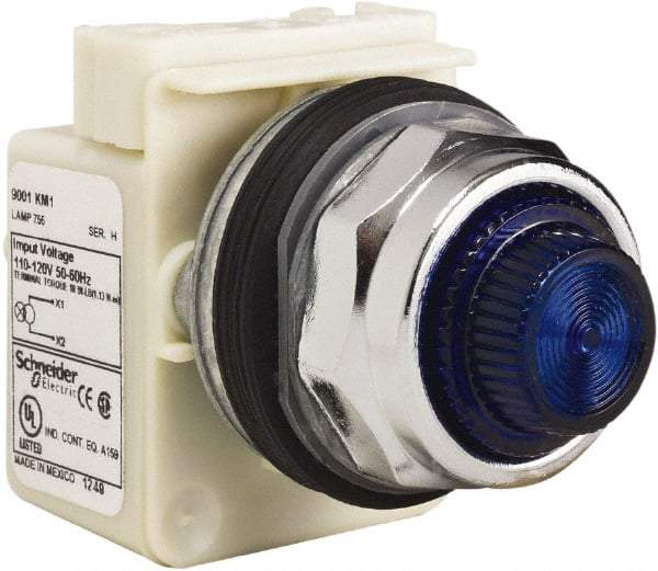 Schneider Electric - 120 VAC Blue Lens Indicating Light - Screw Clamp Connector - Strong Tooling