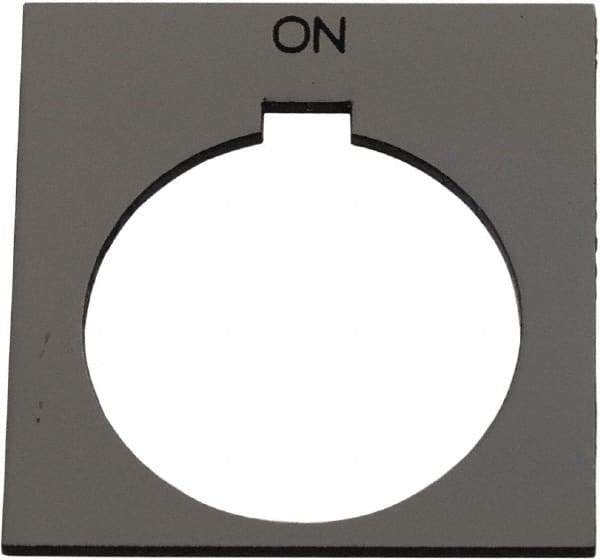 Schneider Electric - Square, Plastic Legend Plate - On - Silver Background, Black Letters, 1.2 Inch Hole Diameter, 1-3/4 Inch Square - Strong Tooling