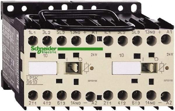 Schneider Electric - 3 Pole, 24 Coil VDC, 6 Amp at 440 VAC, Reversible IEC Contactor - BS 5424, CSA, IEC 60947, NF C 63-110, RoHS Compliant, UL Listed, VDE 0660 - Strong Tooling