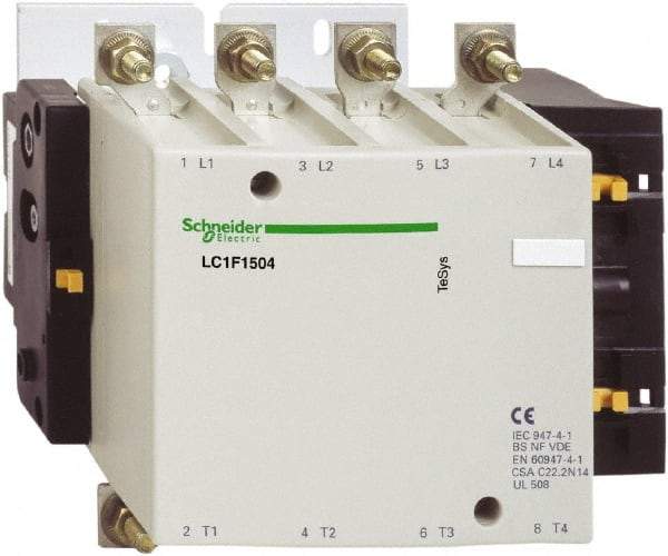 Schneider Electric - 4 Pole, 24 Coil VDC, 250 Amp at 440 VAC, Nonreversible IEC Contactor - Bureau Veritas, CCC, CSA, DNV, EN/IEC 60947-1, EN/IEC 60947-4-1, GL, JEM 1038, LROS, RINA, RMRoS, RoHS Compliant, UL Listed - Strong Tooling