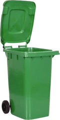 Vestil - 64 Gal Green Rectangle Trash Can - Polyethylene, None Graphic, 39-15/16" High x 28-1/2" Long x 23-1/2" Wide, Lid Included - Strong Tooling