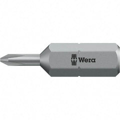 Wera - #1, Phillips Screwdriver Bit - 1/4" Drive, 1" OAL - Strong Tooling