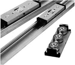 Pacific Bearing - 960mm OAL x 65mm Overall Width x 27mm Overall Height Self Lubricated Linear Guide Systems - 80mm Between Holes, 1338 Lb. Capacity - Strong Tooling