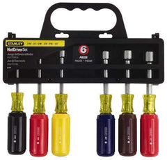 Stanley - 6 Piece 3/16 to 1/2" Nutdriver Set - Solid Shaft, Ergonomic Handle - Strong Tooling