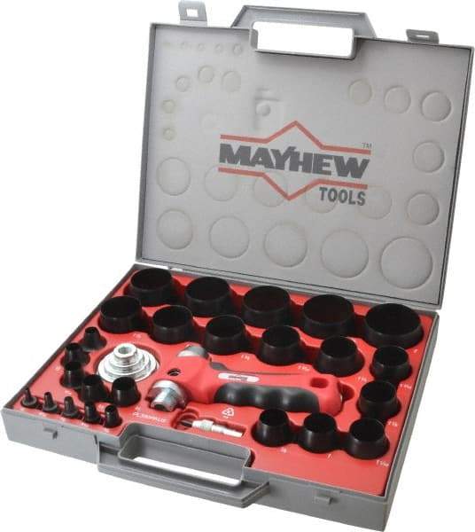 Mayhew - 28 Piece, 1/8 to 2", Hollow Punch Set - Carbon Alloy Steel, Comes in Polypropylene Case - Strong Tooling